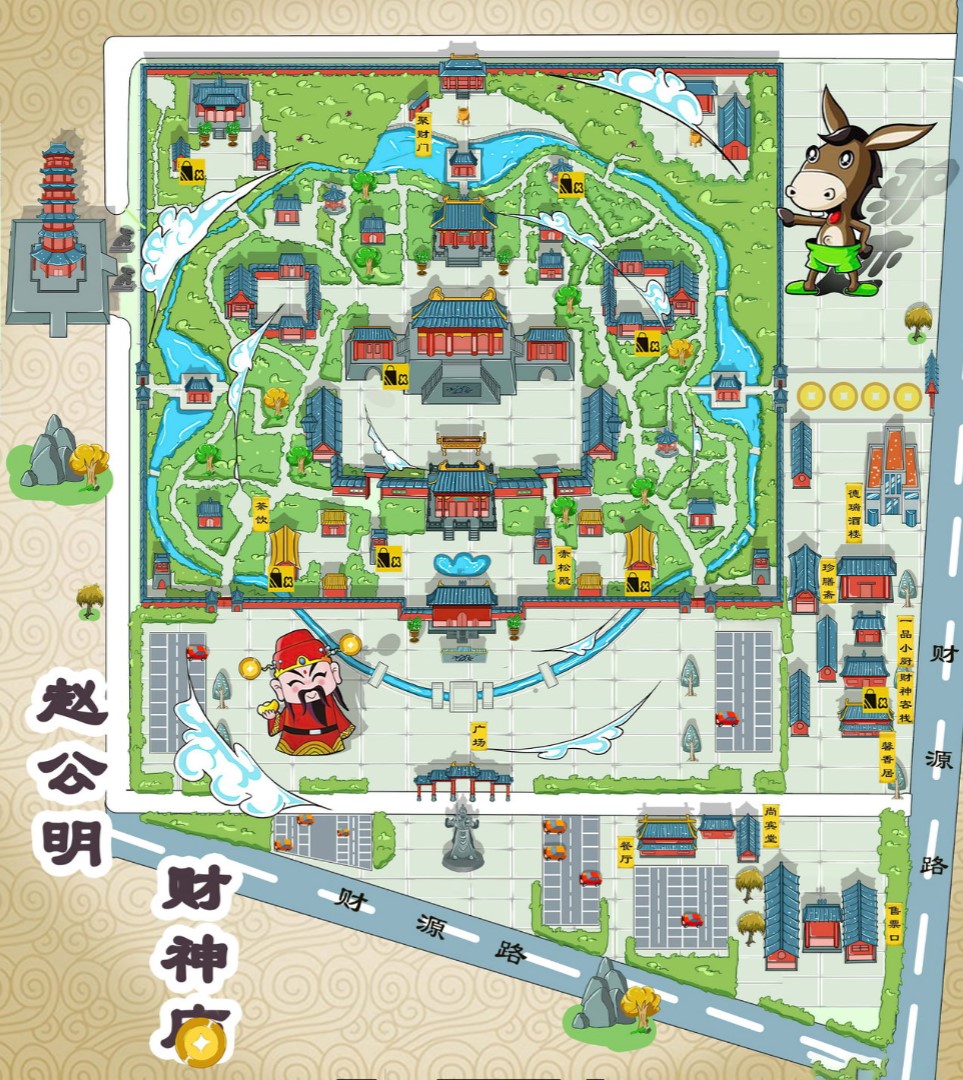 莱城寺庙类手绘地图